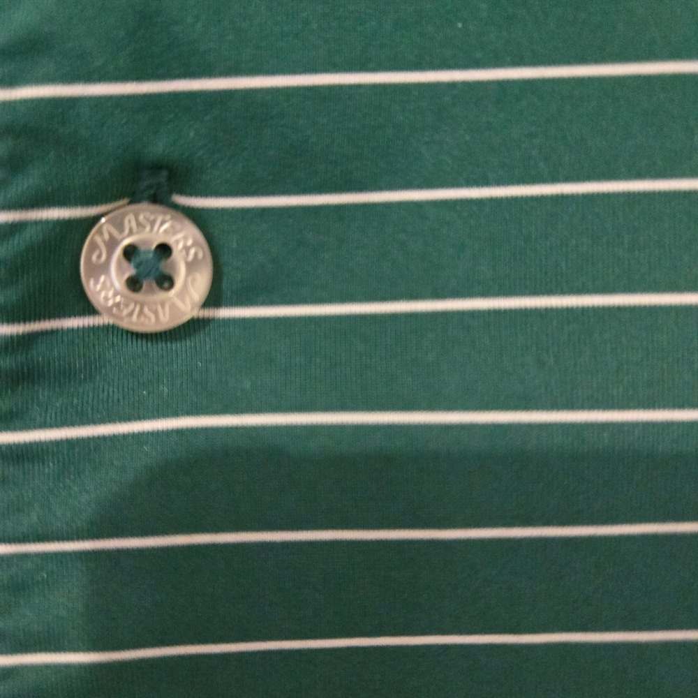 Masters Tech Golf Polo Mens 3XL Green Striped Tournament Logo Short Sleeve - Picture 7 of 10